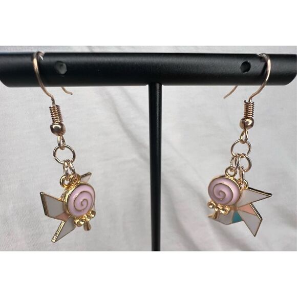 Handmade Windmill and Candy Dangly Earrings - Picture 3 of 5